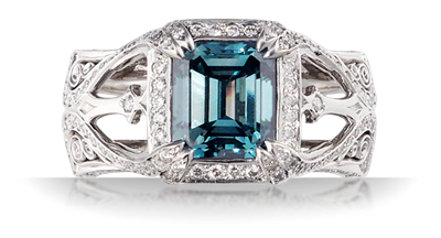 blue diamond engagement ring