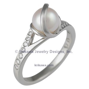 Unique Pearl Engagement Ring