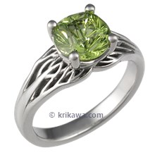 Tree of Life Unique Engagement Ring with Peridot