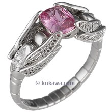 Dragonfly Engagement Ring with Pink Sapphire