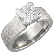Mokume Princess Solitaire Engagement Ring