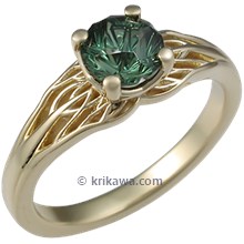 Tree of Life Engagement Ring with Designer Cut Tourmaline