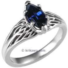 Tree of Life Engagement Ring with Blue Marquise