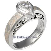 Mokume Curls Engagement Ring with Pear