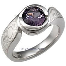 Mokume Swirl Engagement Ring with Spinel