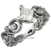 Contemporary Infinity Engagement Ring with Princess Cut Diamond