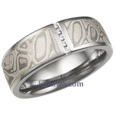 Winter Mokume Wedding Band with Vertical Diamond Channel