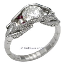 Dragonfly Engagement Ring with Rubies