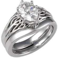 Tree of Life Bridal Set with Oval Diamond