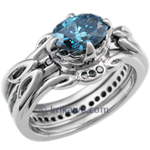 Alien Elegance Scaffolding Engagement Ring with Blue Diamond