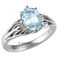 Tree of Life Engagement Ring with Blue Topaz