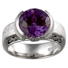 Mokume Curls Engagement Ring with Alexandrite  - top view