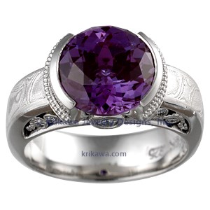 Mokume Diamond Engagement Ring 