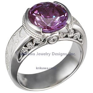 Mokume Diamond Engagement Ring