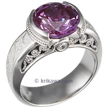 Mokume Curls Engagement Ring with Alexandrite