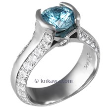 Modern Juicy Liqueur Engagement Ring with Blue Zircon