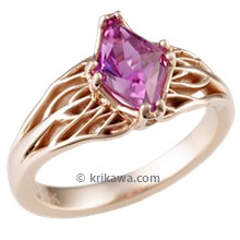 Tree of Life Engagement Ring with Rose Gold and Pink Sapphire