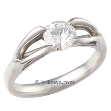 Carved Branch Engagement Ring with 5.5mm Moissanite