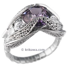 Dragonfly Engagement Ring with Purple Sapphire