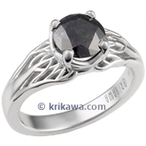 Black Diamond Tree of Life Engagement Ring