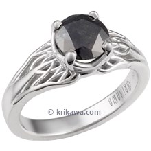 Tree of Life Engagement Ring with Black Diamond