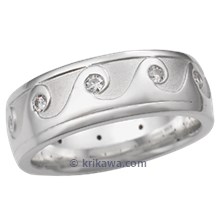 Rolling Wave Eternity Wedding Band with Moissanites