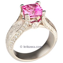 White Juicy Light Engagement Ring with Pink Sapphire
