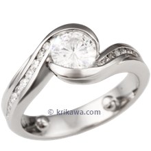 Carved Wave Engagement Ring with Moissanite