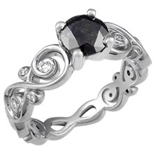 Contemporary Infinity Engagement Ring with Black Diamond