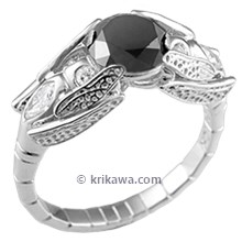 Dragonfly Engagement Ring with Black Diamond