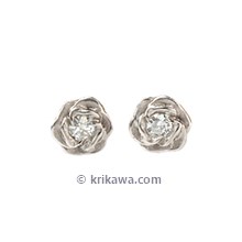 Small Rose Diamond Earrings Studs in Palladium