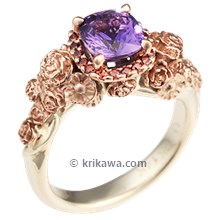 Floral Bouquet Engagement Ring with Purple Sapphire