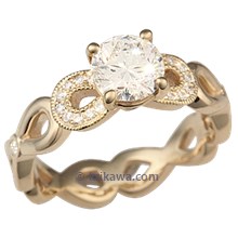 Yellow Gold Pave Infinity Engagement Ring