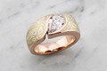 Pear Shape Mokume Wave Engagement Ring
