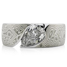 Pear Shape Mokume Wave Engagement Ring - top view