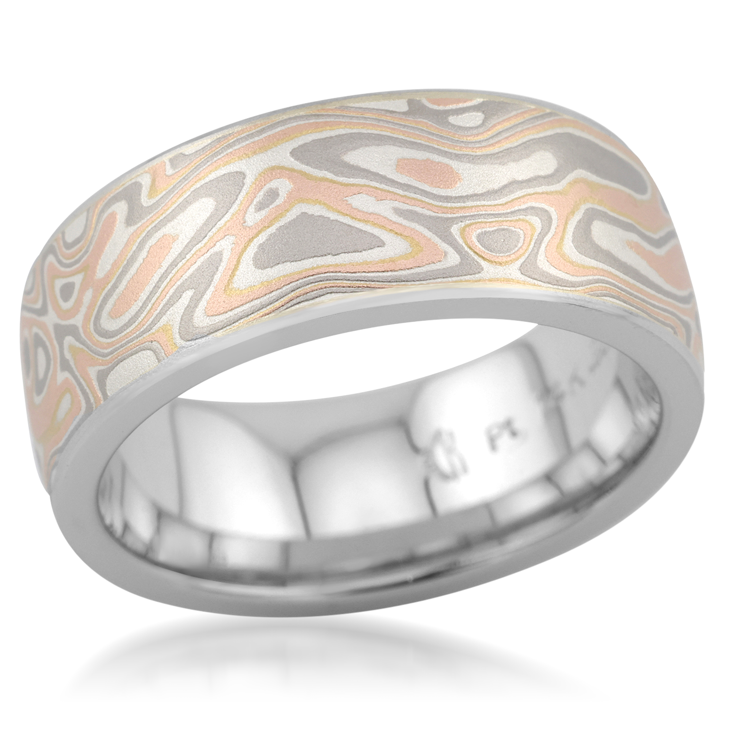 Wide Champagne Mokume Wedding Band