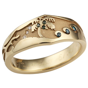 Beach Wedding Ring In Yellow Gold