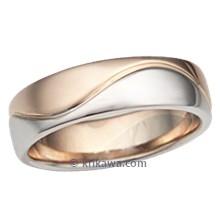 Two Tone Wave Wedding Band in Rose Gold