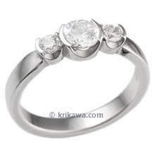 Modern Rounds Three Stone Engagement Ring with 5mm and 3mm Diamonds