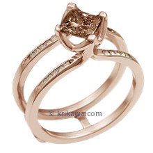 Organic Scaffold Engagement Ring in Rose Gold