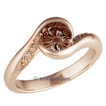 Carved Wave Light Engagement Ring in Rose Gold