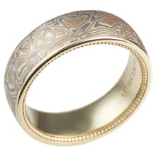 Summer Mokume Millegrained Wedding Band