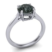 Secret Pave Halo Engagement Ring with Black Round Diamond