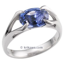Carved Branch Engagement Ring with Oval Blue Sapphire