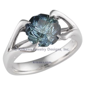 Carved Branch Engagement Ring With Medicine Wheel Blue Sapphire