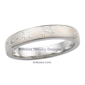 Matte Champagne Mokume Wedding Band
