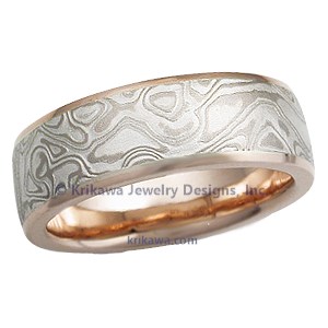 White Mokume & Rose Gold Wedding Band