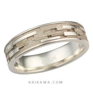 Klimt Wedding Band with Green Gold