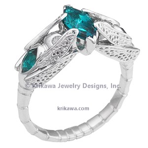 Emerald Dragonfly Engagement Ring