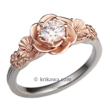 Rose Poppy Daisy Two-Tone Engagement Ring